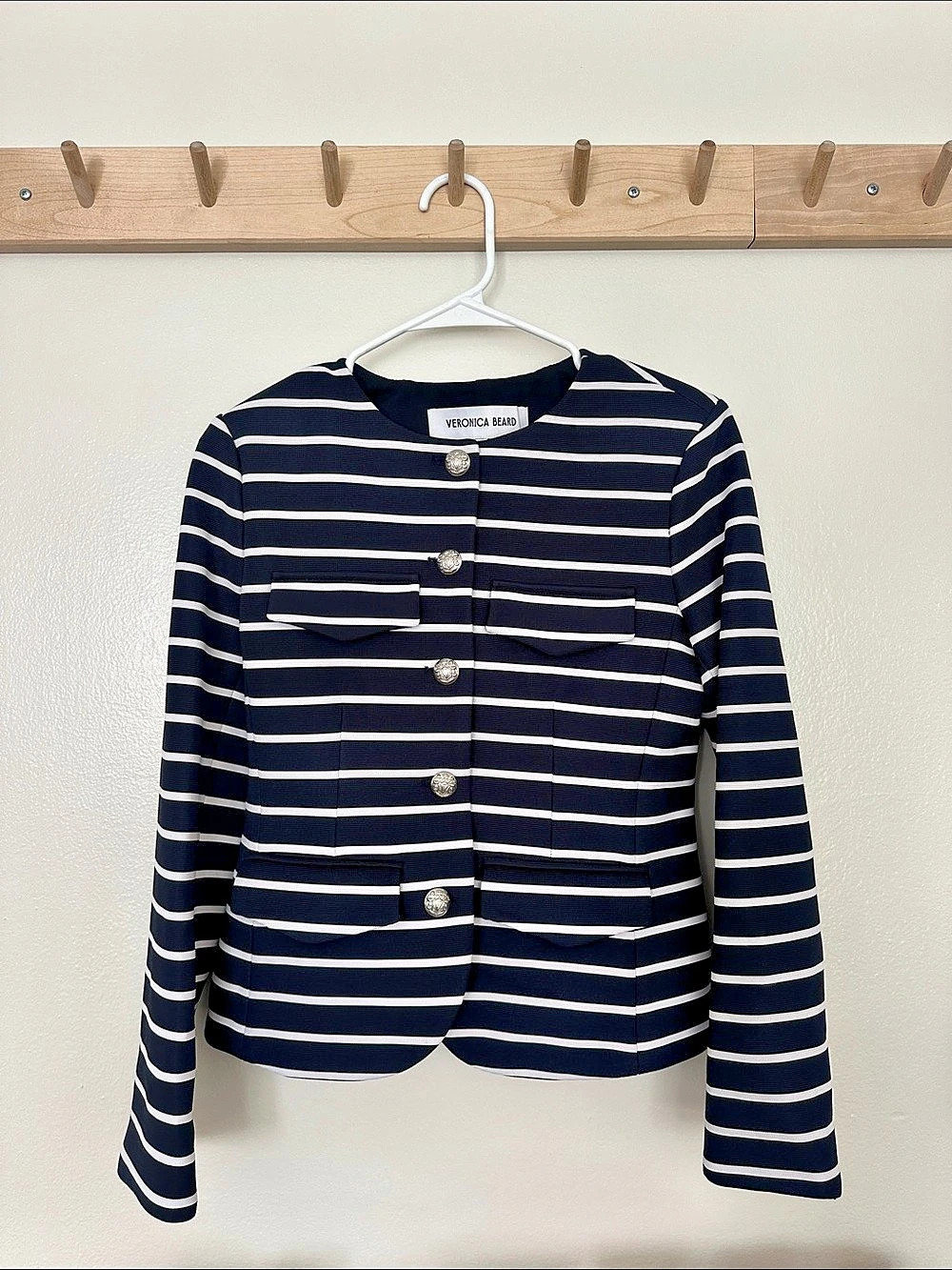 Veronica Beard Piper Striped Blazer in Blue & White XS